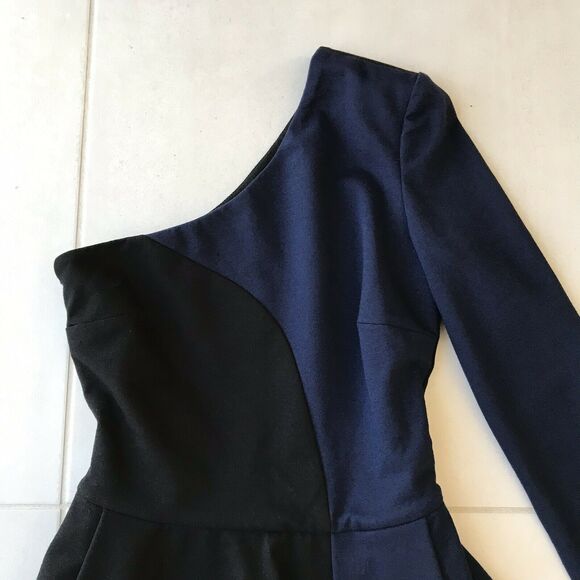 Torn by Ronny Kobo Dress Bodycon Peplum One Shoulder Color Block - Picture 2 of 12
